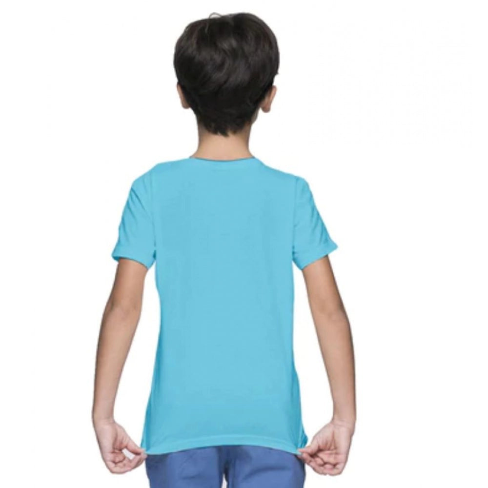 Boys Cotton Baby Shark Half Sleeve Tshirt (Blue)