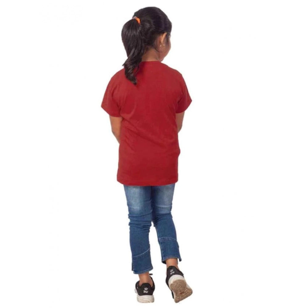 Girls Cotton Drama Queen Half Sleeve Tshirt (Maroon)