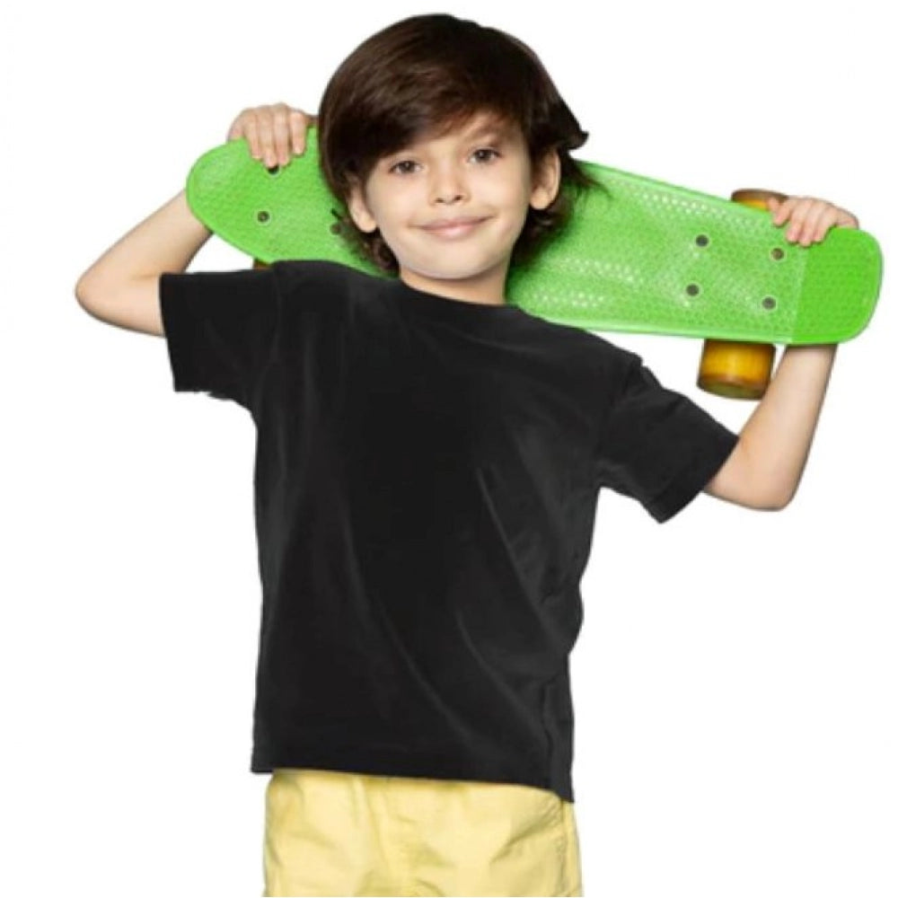 Boys Cotton Plain Half Sleeve Tshirt (Black)