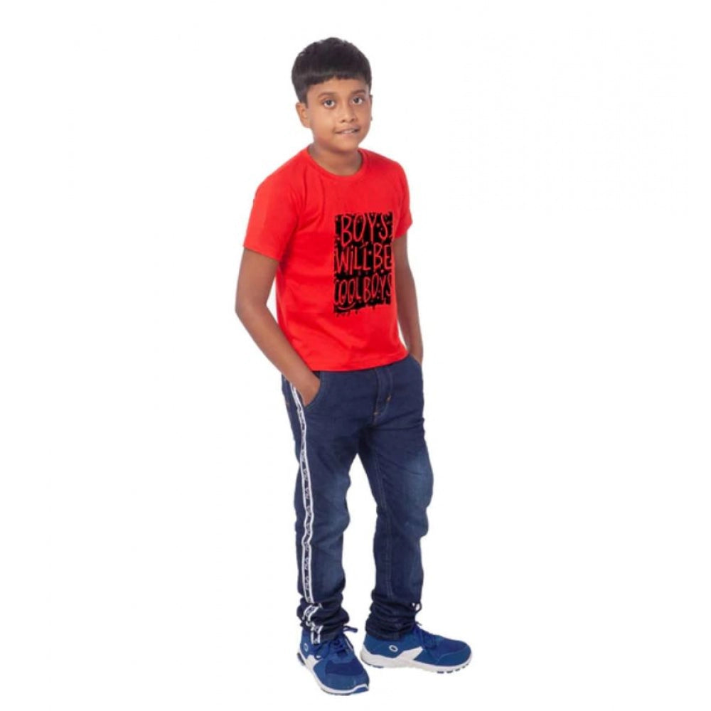 Boys Cotton Will Be Cool Half Sleeve Tshirt (Red)