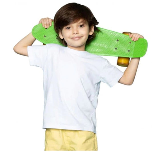 Boys Cotton Plain Half Sleeve Tshirt (White)