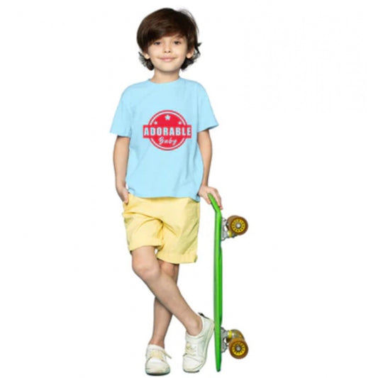 Boys Cotton Adorable Baby Half Sleeve Tshirt (Sky Blue)