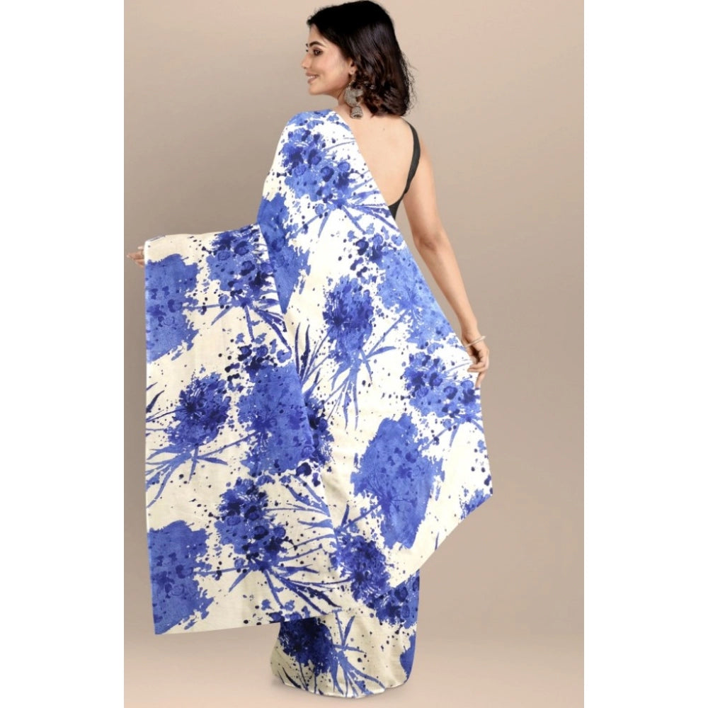 Women'S Joya Silk Saree With Blouse (Blue, 5-6 Mtrs)