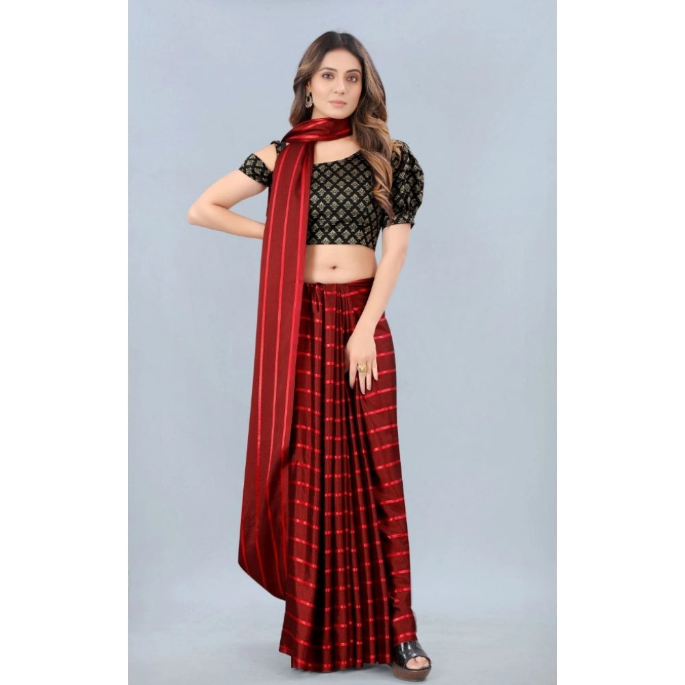 Women's Satin Silk Saree with Blouse (Red, 5-6 Mtrs) - VANSHELLE