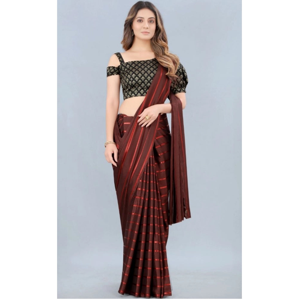 Women's Satin Silk Saree with Blouse (Orange, 5-6 Mtrs) - VANSHELLE