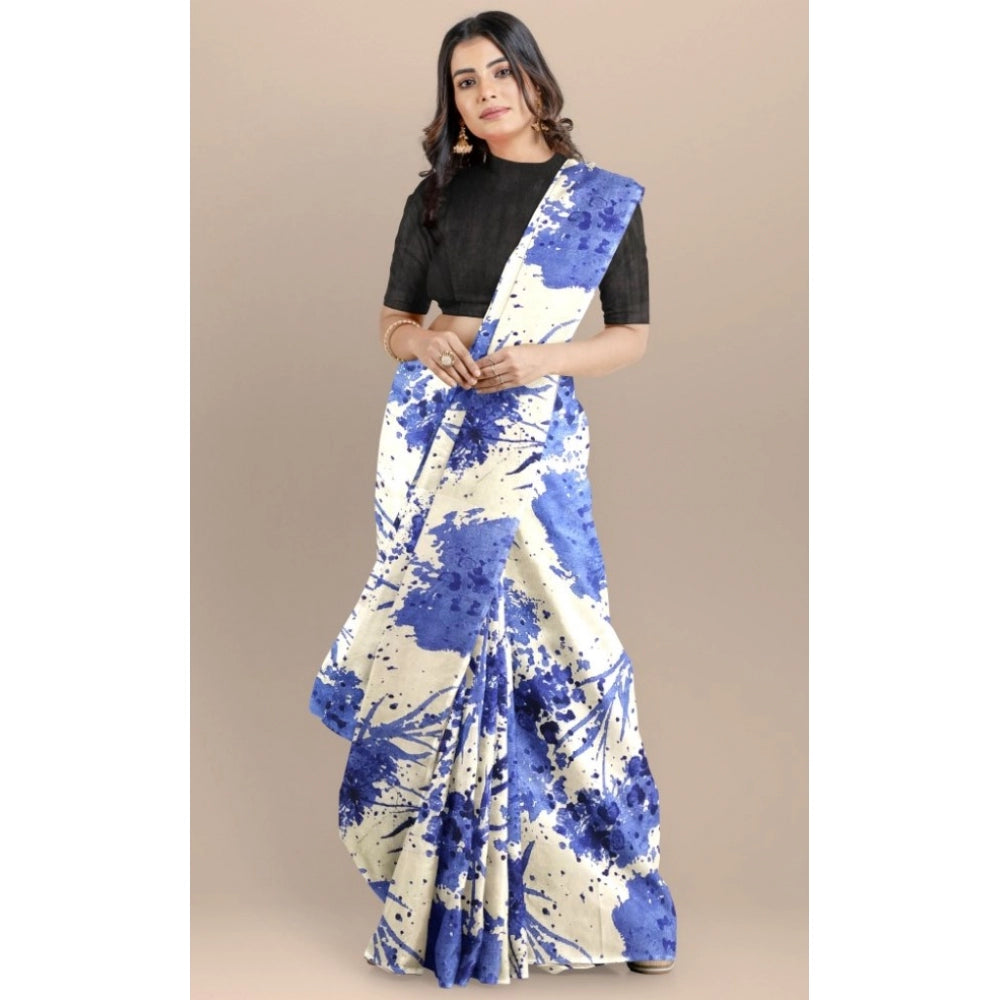 Women'S Joya Silk Saree With Blouse (Blue, 5-6 Mtrs)