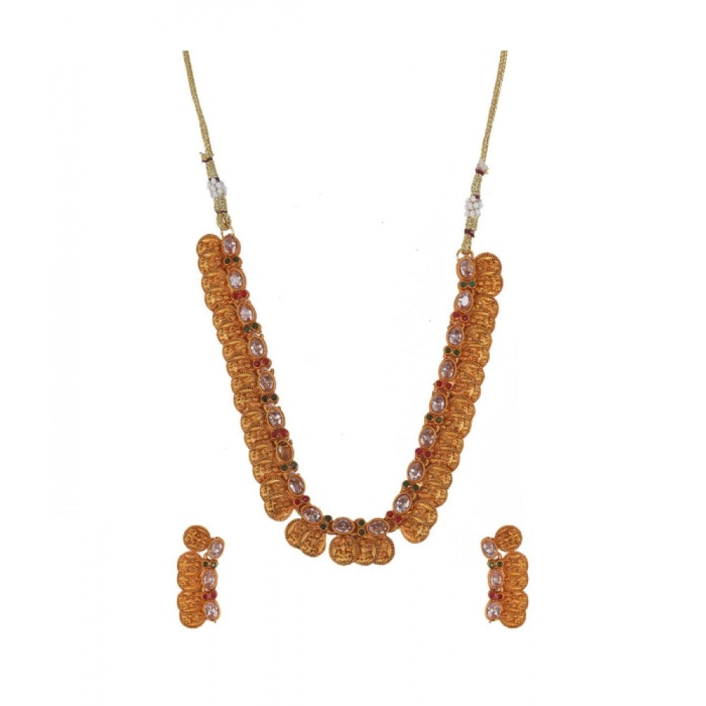 Women'S Elegent Laxmi Coin Shape Jewellery Chowker Set (White,