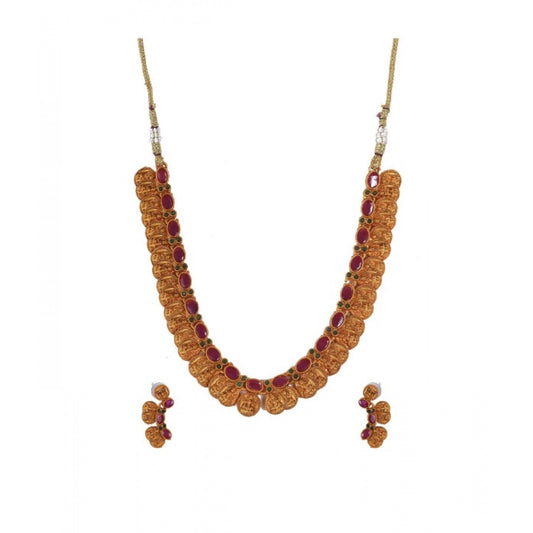 Women'S Elegent Laxmi Coin Shape Jewellery Chowker Set (Red, F