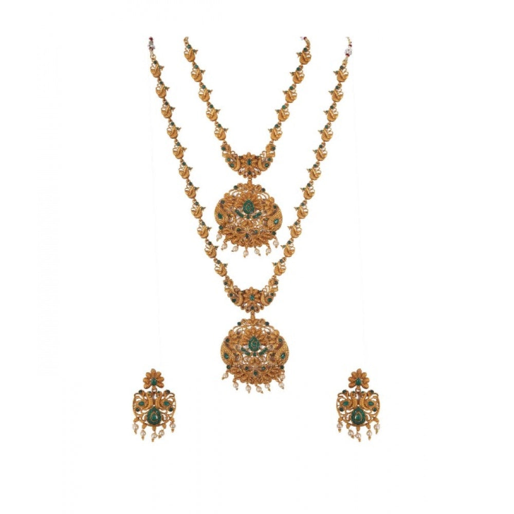 Women'S Elegent And Modern Double Line Temple Jewellery Set (G