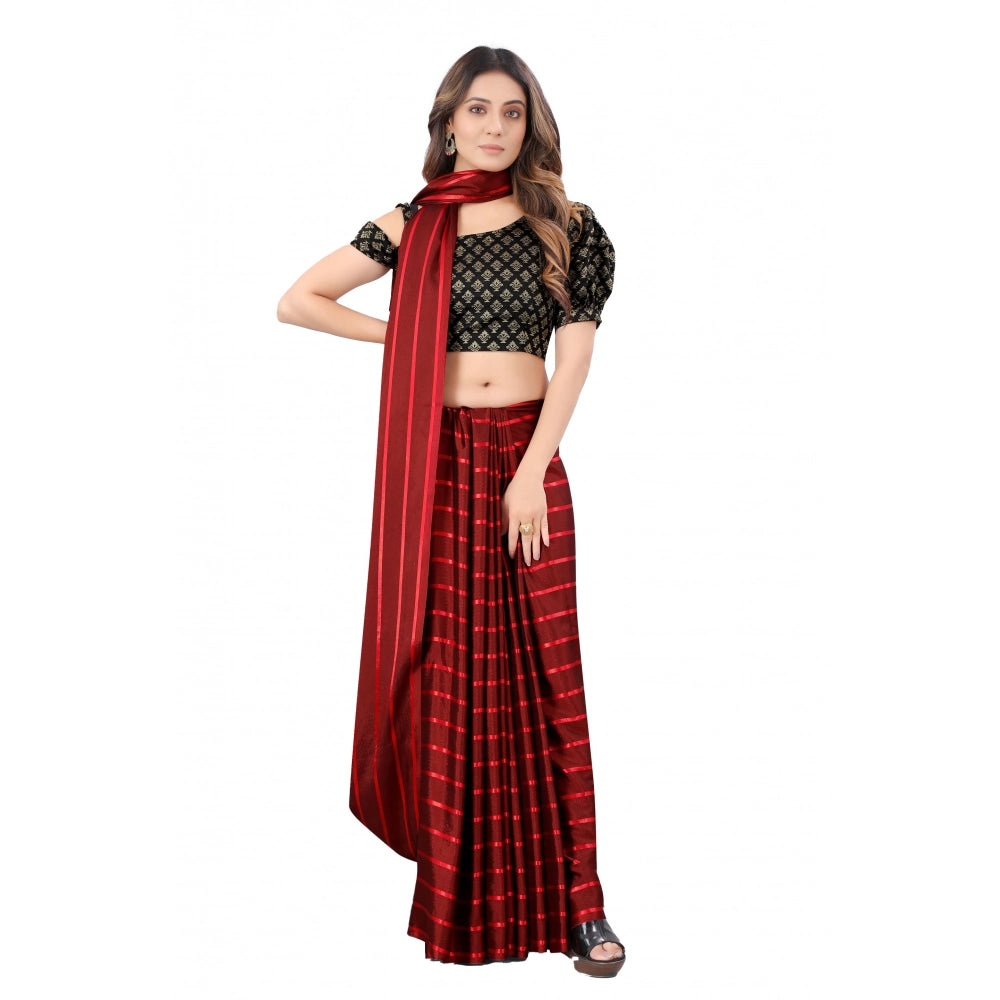 Women's Satin Silk Saree with Blouse (Red, 5-6 Mtrs) - VANSHELLE
