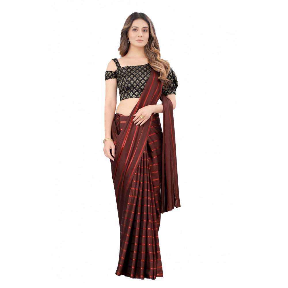 Women's Satin Silk Saree with Blouse (Orange, 5-6 Mtrs) - VANSHELLE