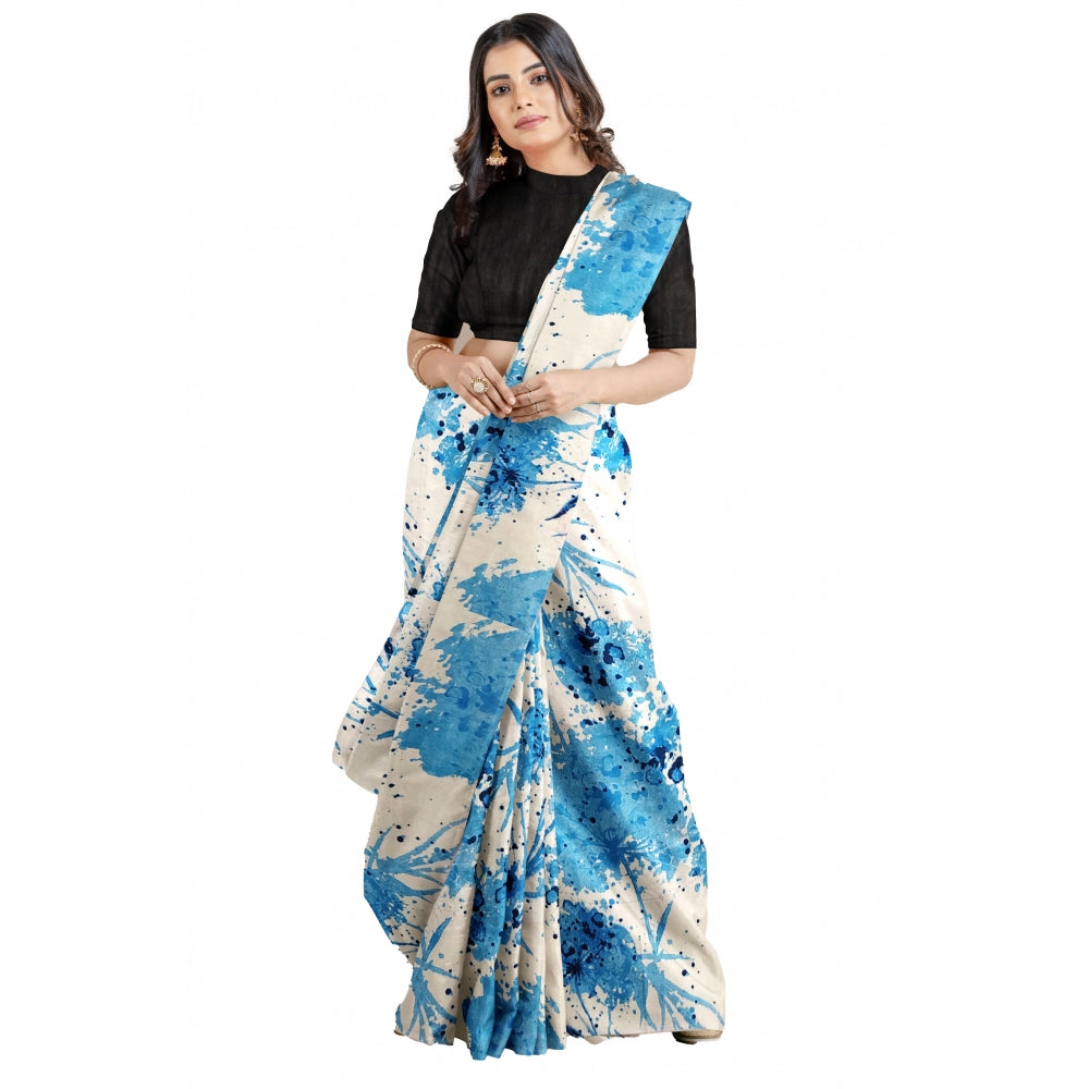 Women'S Joya Silk Saree With Blouse (Sky, 5-6 Mtrs)