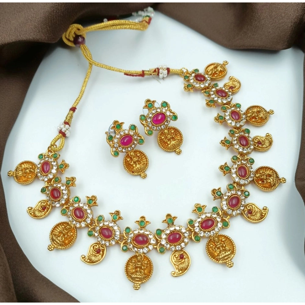 Women'S Gold Plated Traditional Necklace And Earrings Set (Mul