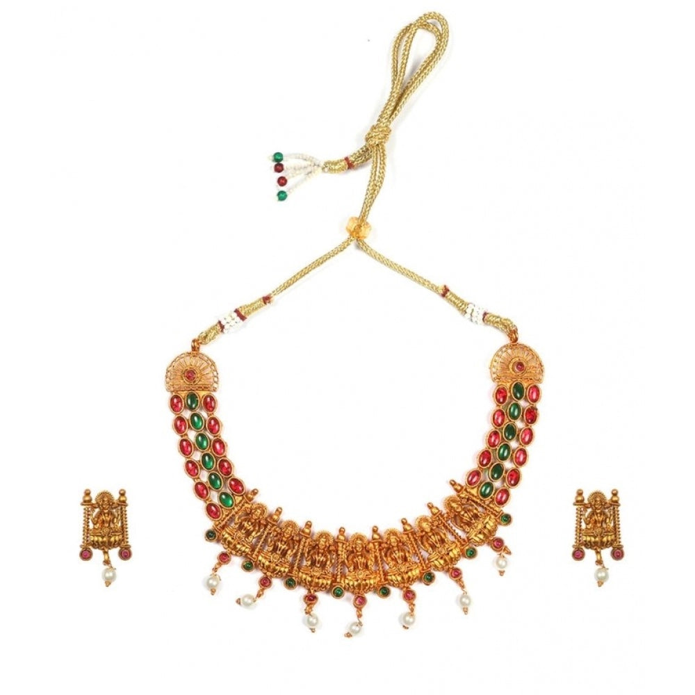 Women'S Temple Necklace And Earrings Set In Gold Plating (Mult