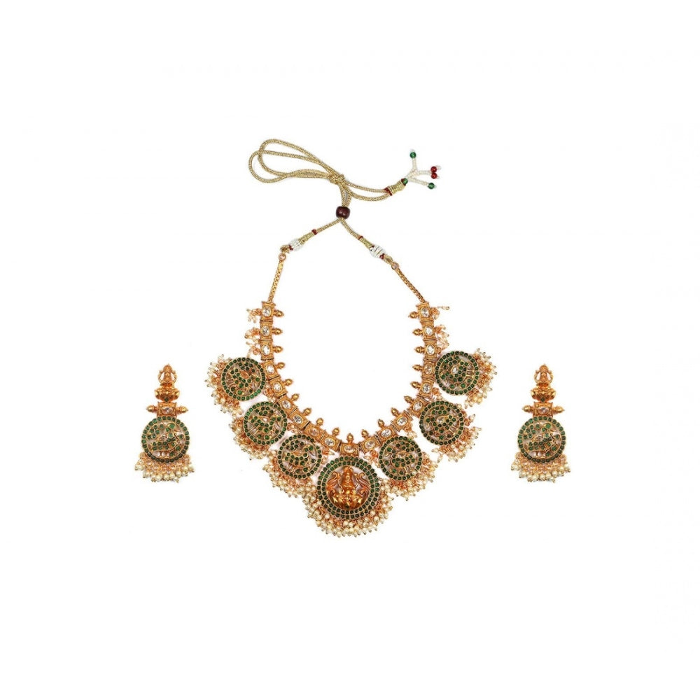 Women'S Goddess Glamour Gold Plated Temple Necklace And Jhumka