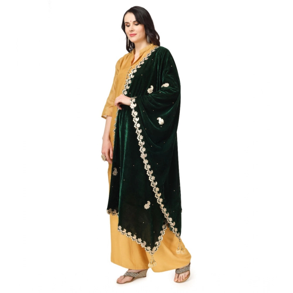 Women'S Velvet Gotta Patti Dupatta (Green, Length: 2.25 To 2.5