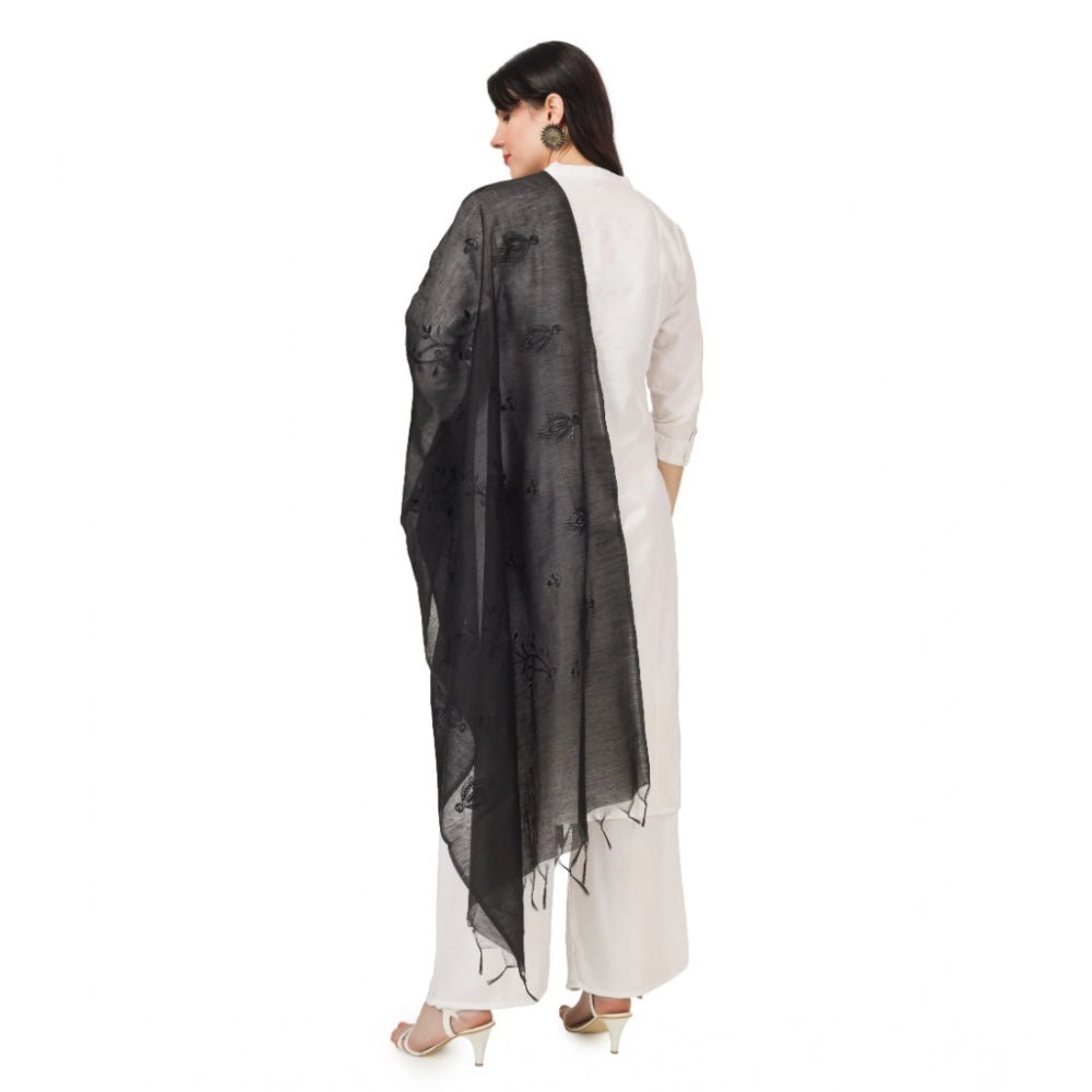 Women'S Cotton Embroidered Dupatta (Black, Length: 2.25 To 2.5