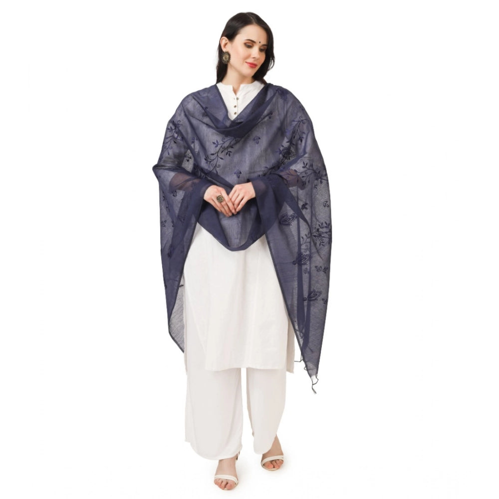 Women'S Cotton Embroidered Dupatta (Dark Blue, Length: 2.25 To