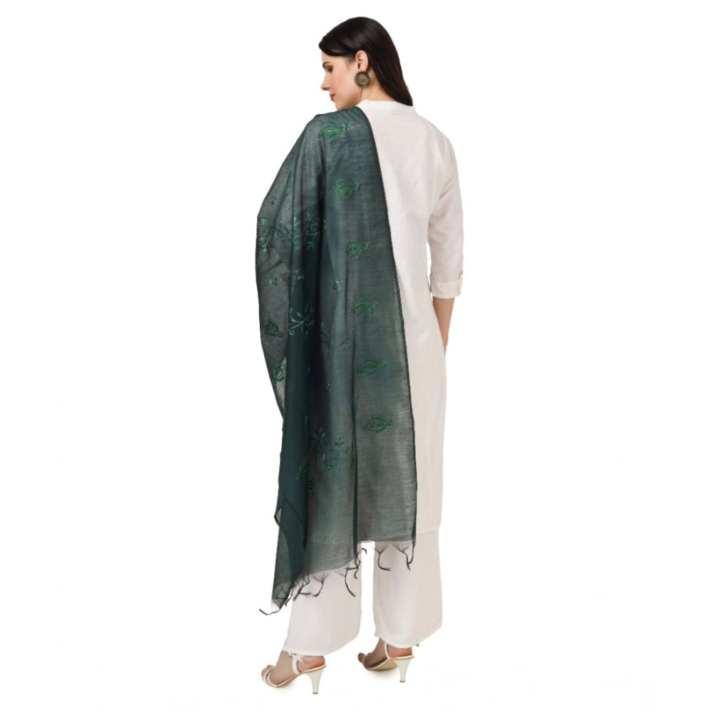 Women'S Cotton Embroidered Dupatta (Green, Length: 2.25 To 2.5