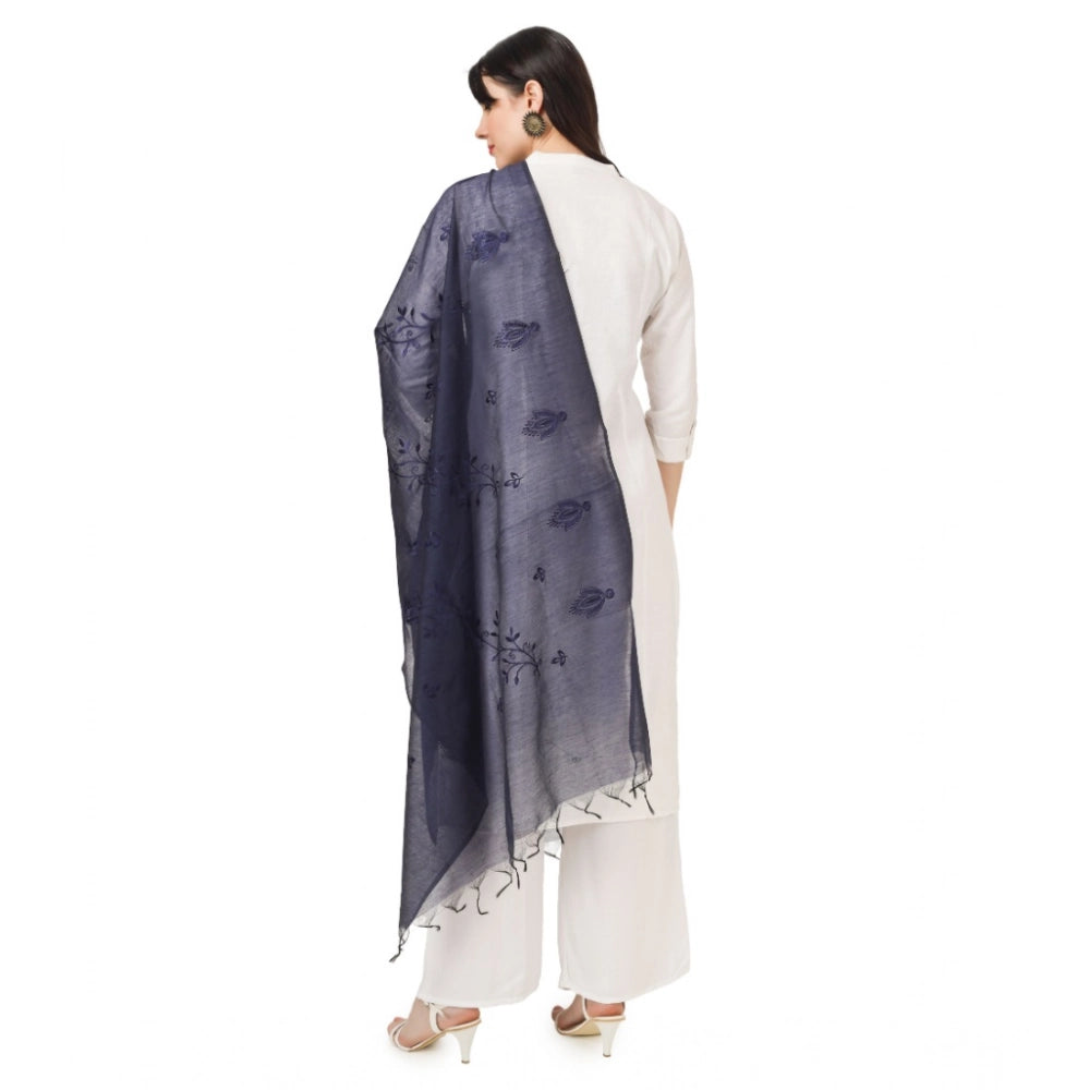 Women'S Cotton Embroidered Dupatta (Dark Blue, Length: 2.25 To