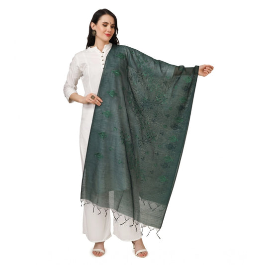 Women'S Cotton Embroidered Dupatta (Green, Length: 2.25 To 2.5