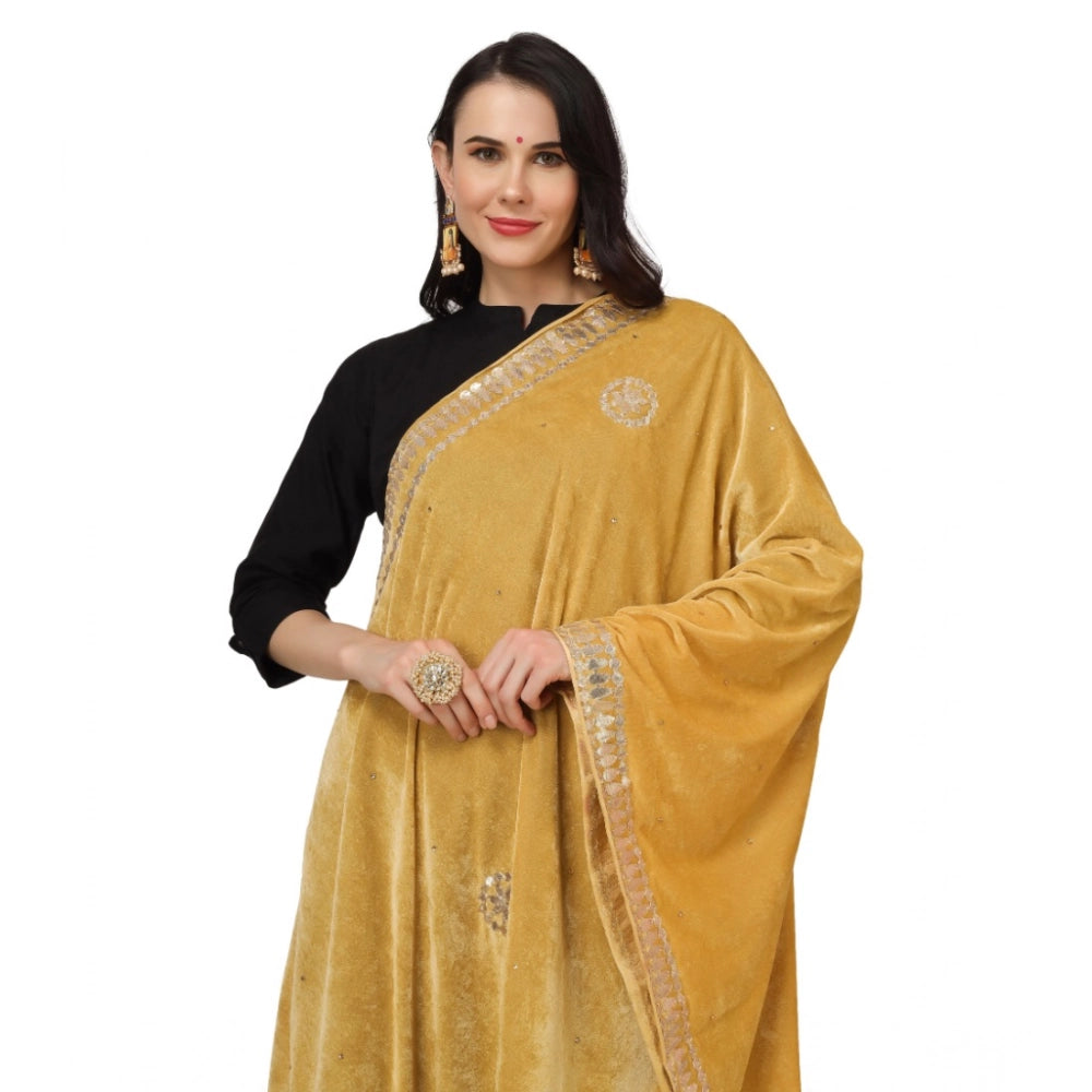 Women's Velvet Gotta Patti Dupatta (Yellow, Length: 2.25 to 2.50 Mtr) - VANSHELLE