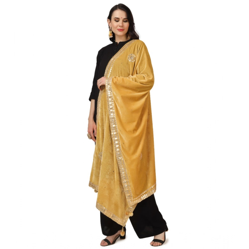 Women's Velvet Gotta Patti Dupatta (Yellow, Length: 2.25 to 2.50 Mtr) - VANSHELLE