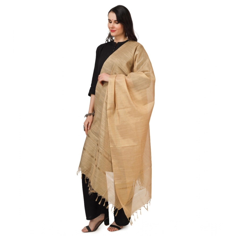 Women'S Chanderi Solid Dupatta (Gold, Length: 2.25 To 2.50 Mtr