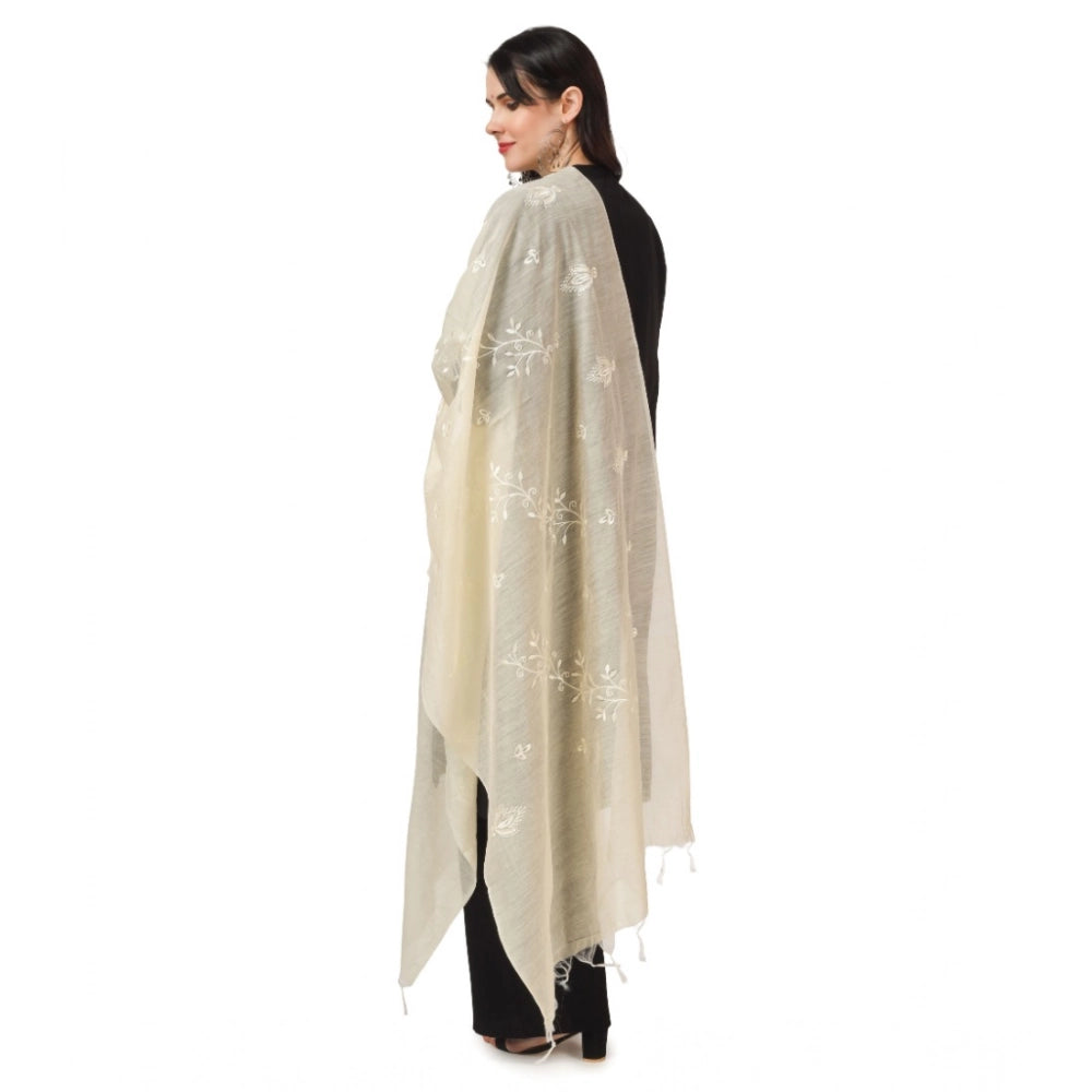 Women'S Cotton Embroidered Dupatta (Off-White, Length: 2.25 To