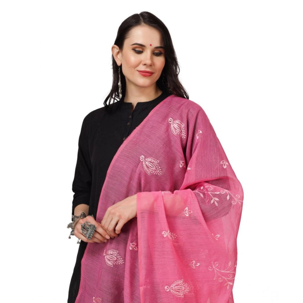 Women'S Cotton Embroidered Dupatta (Pink, Length: 2.25 To 2.50