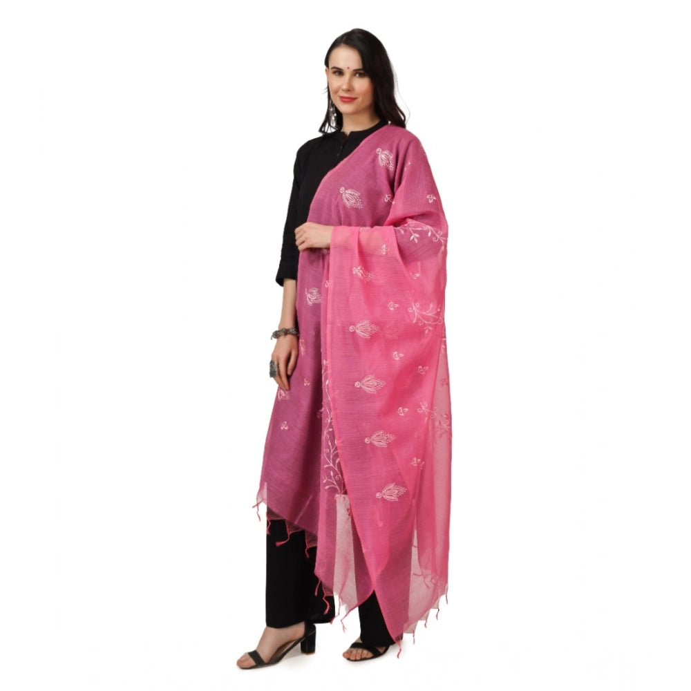 Women'S Cotton Embroidered Dupatta (Pink, Length: 2.25 To 2.50