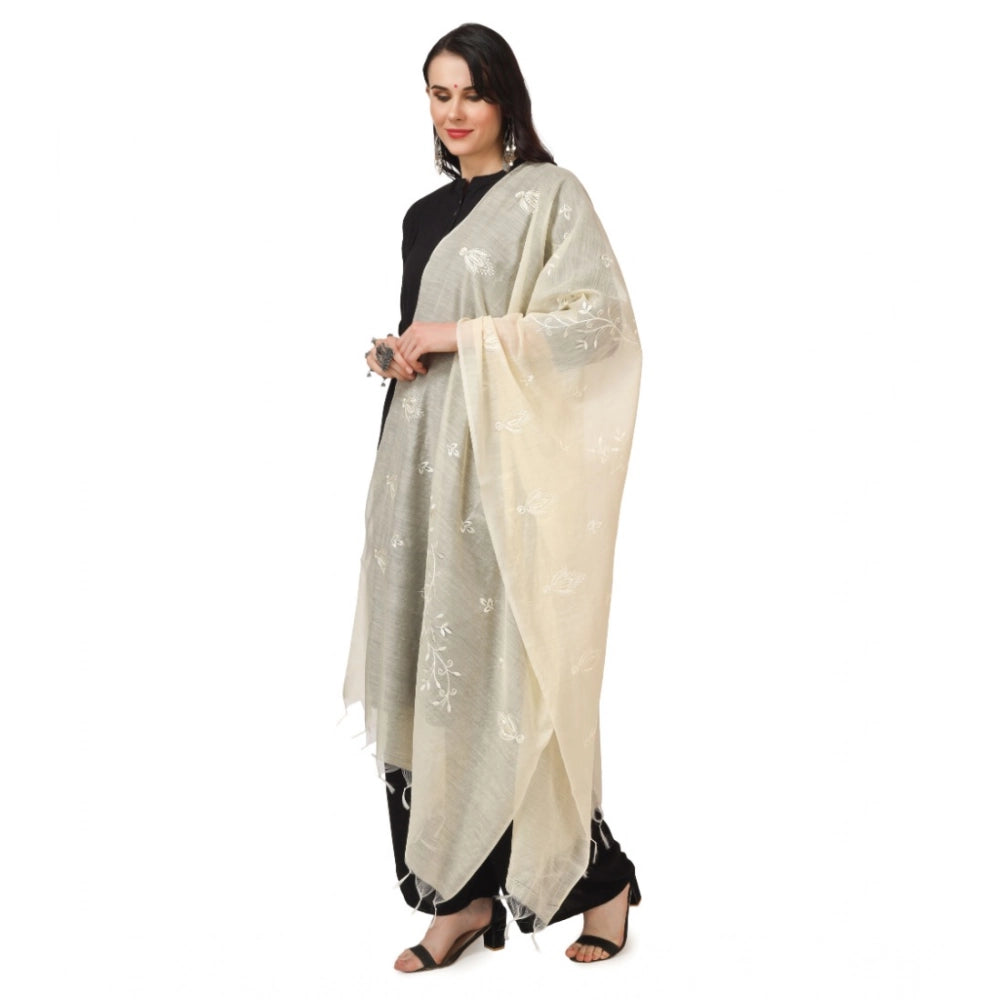Women'S Cotton Embroidered Dupatta (Off-White, Length: 2.25 To