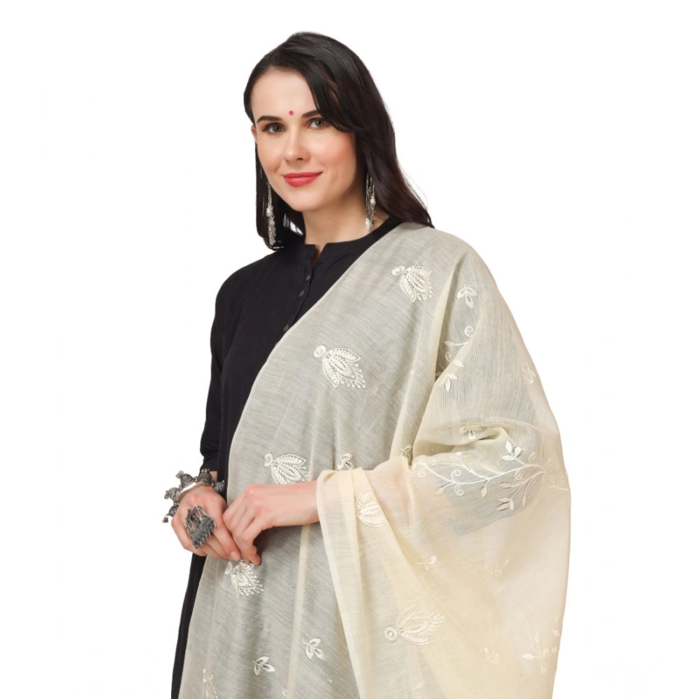 Women'S Cotton Embroidered Dupatta (Off-White, Length: 2.25 To