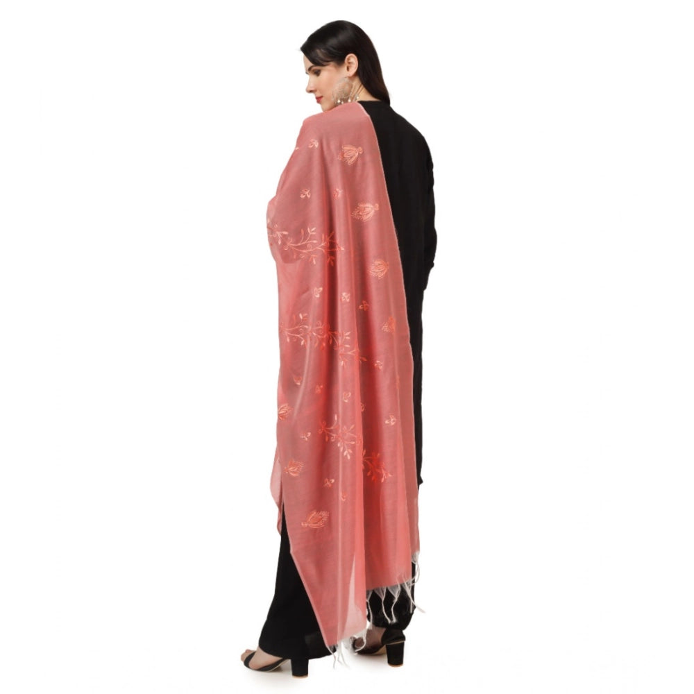 Women'S Cotton Embroidered Dupatta (Peach, Length: 2.25 To 2.5