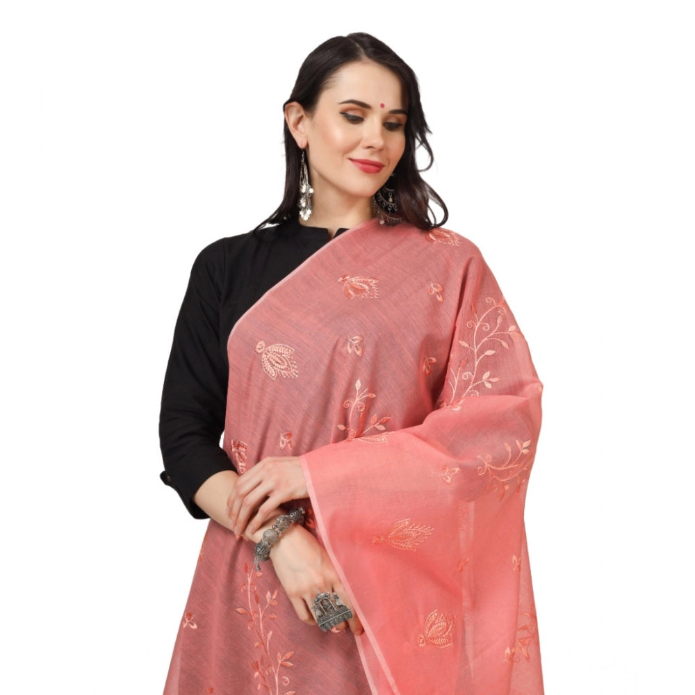 Women'S Cotton Embroidered Dupatta (Peach, Length: 2.25 To 2.5