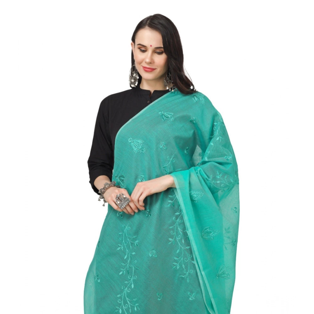 Women'S Cotton Embroidered Dupatta (Turquoise, Length: 2.25 To