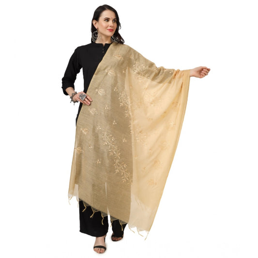 Women'S Cotton Embroidered Dupatta (Gold, Length: 2.25 To 2.50