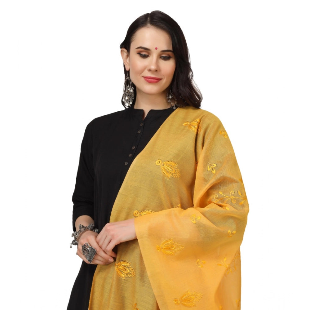 Women'S Cotton Embroidered Dupatta (Yellow, Length: 2.25 To 2.
