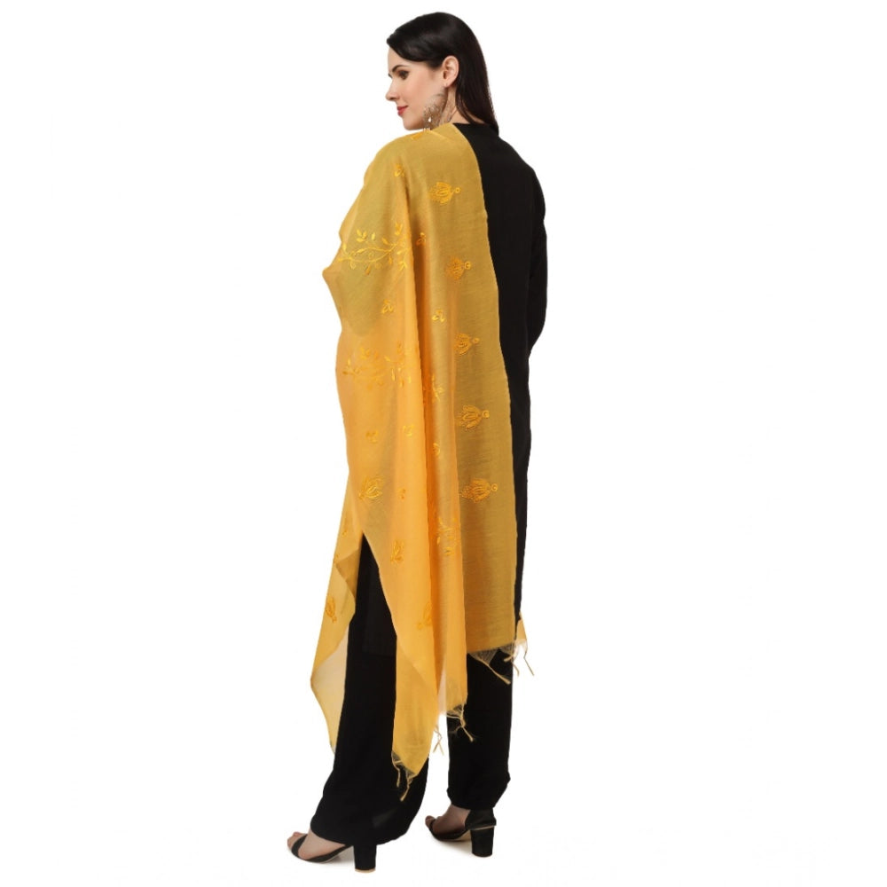 Women'S Cotton Embroidered Dupatta (Yellow, Length: 2.25 To 2.
