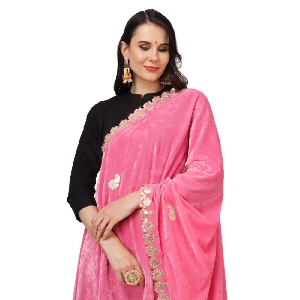 Women'S Velvet Gotta Patti Dupatta (Pink, Length: 2.25 To 2.50