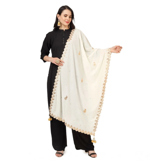 Women'S Velvet Gotta Patti Dupatta (Off White, Length: 2.25 To