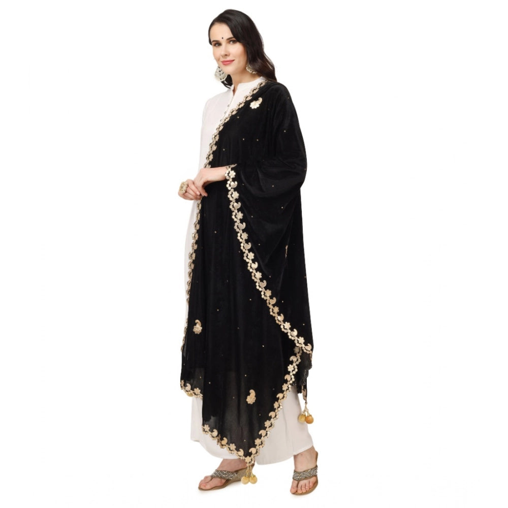 Women'S Velvet Gotta Patti Dupatta (Black, Length: 2.25 To 2.5