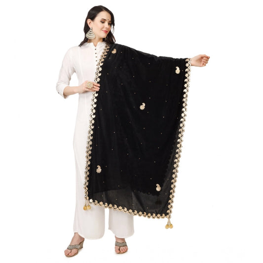 Women'S Velvet Gotta Patti Dupatta (Black, Length: 2.25 To 2.5