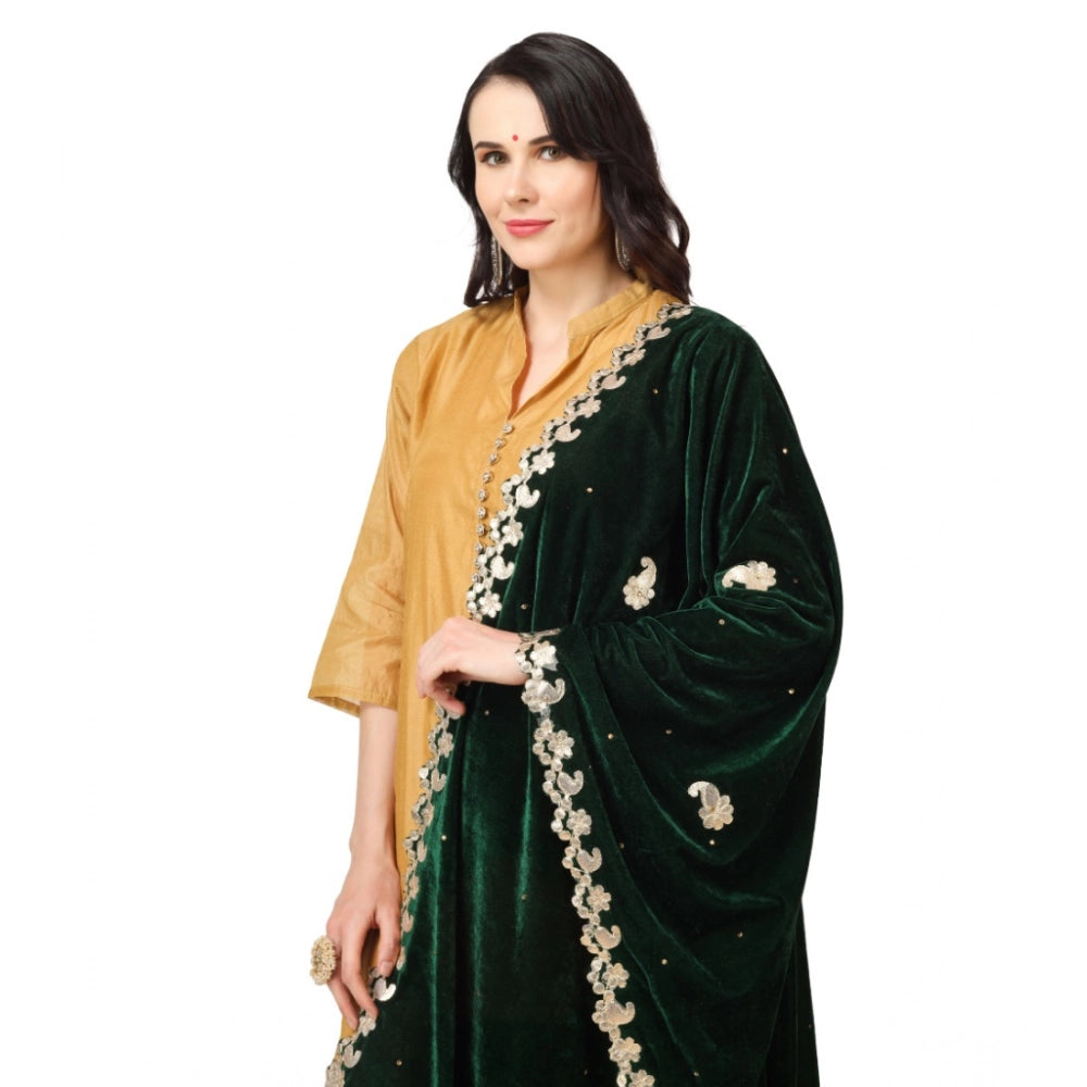 Women'S Velvet Gotta Patti Dupatta (Green, Length: 2.25 To 2.5
