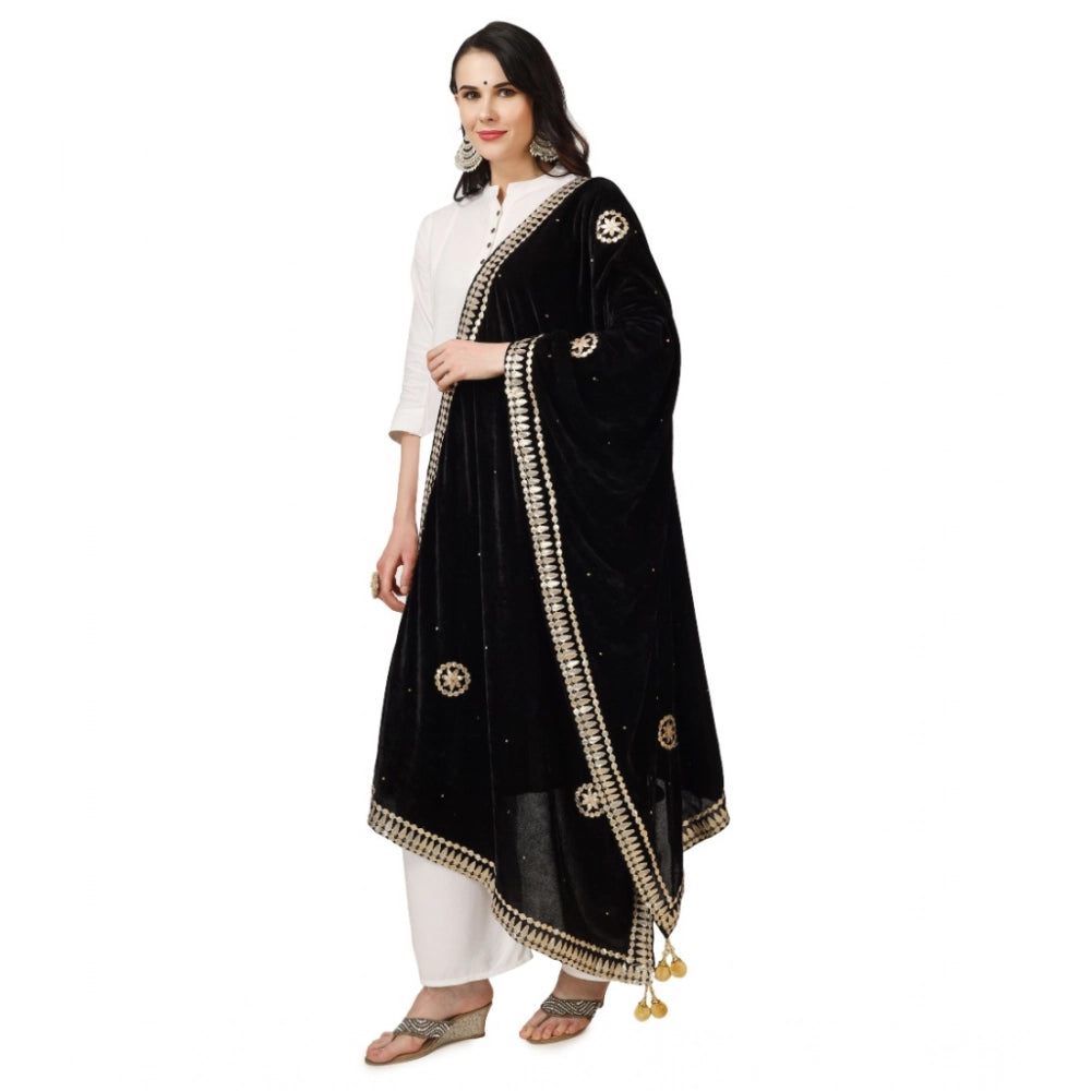 Women's Velvet Gotta Patti Dupatta (Black, Length: 2.25 to 2.50 Mtr) - VANSHELLE