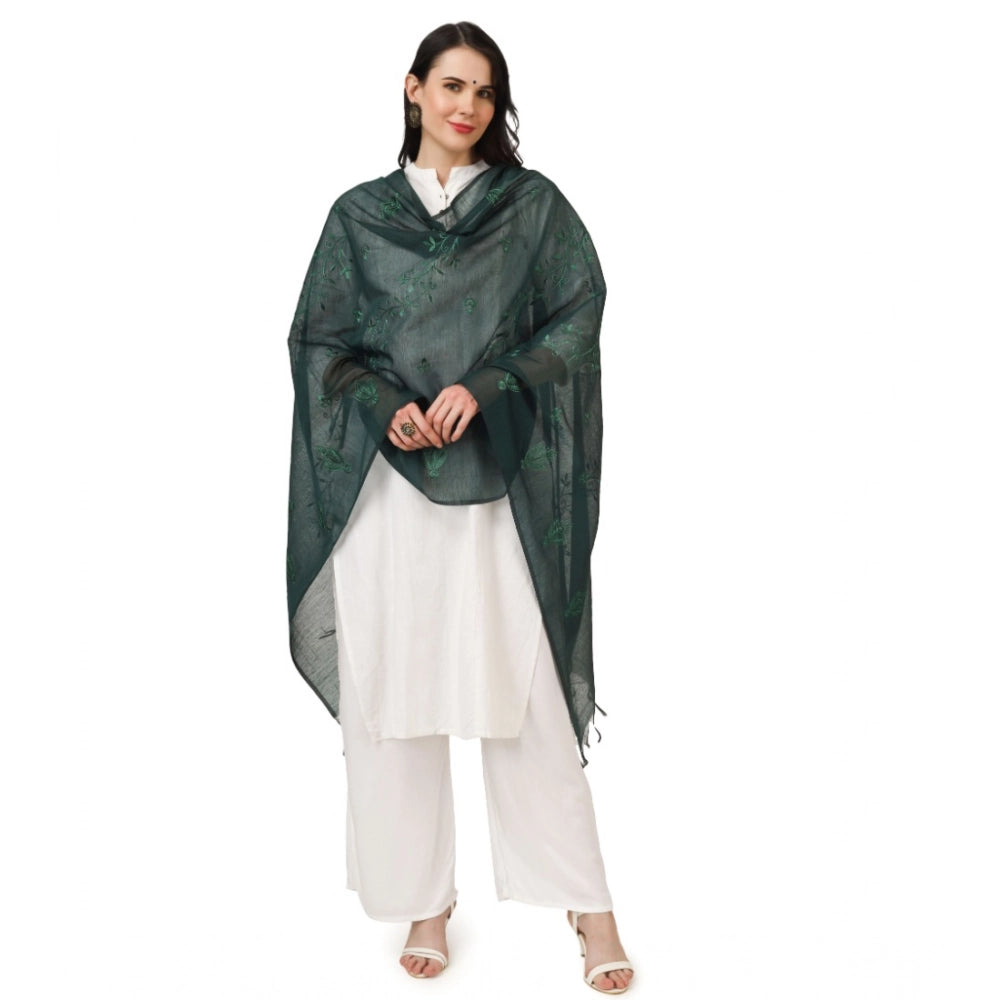 Women'S Cotton Embroidered Dupatta (Green, Length: 2.25 To 2.5