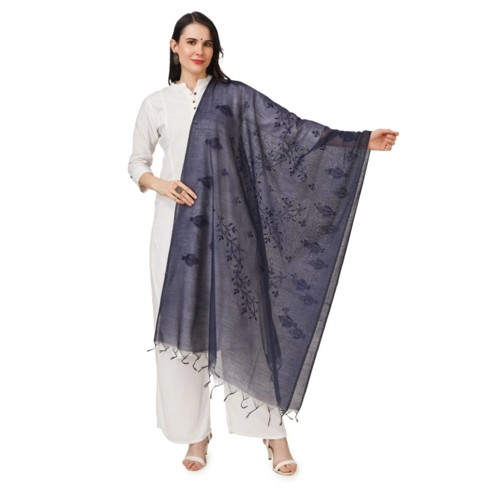 Women'S Cotton Embroidered Dupatta (Dark Blue, Length: 2.25 To