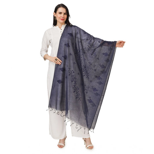 Women'S Cotton Embroidered Dupatta (Dark Blue, Length: 2.25 To