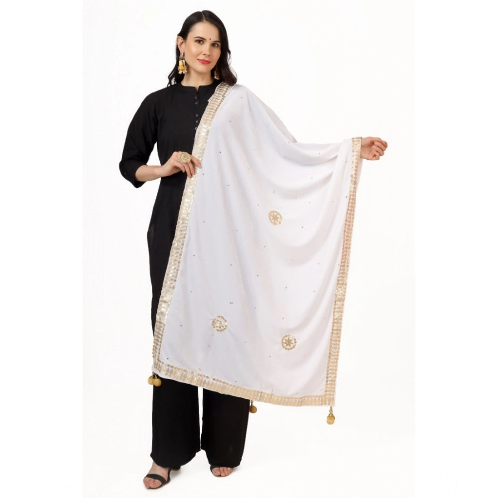 Women's Velvet Gotta Patti Dupatta (White, Length: 2.25 to 2.50 Mtr) - VANSHELLE
