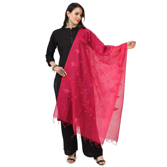 Women'S Cotton Embroidered Dupatta (Maroon, Length: 2.25 To 2.